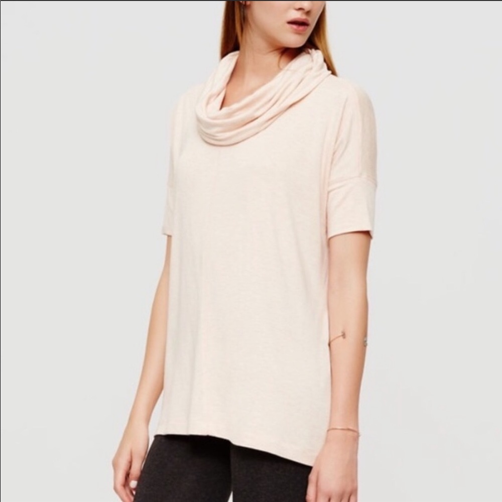 Lou & Grey Signaturesoft Cowl Neck Tee Pink Sz XS